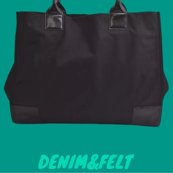 TORY BURCH Black Vintage Ella Nylon Enamel Shoulder Tote Bag/ Shoulder Bag 🖤🖤 - Picture 3 of 16